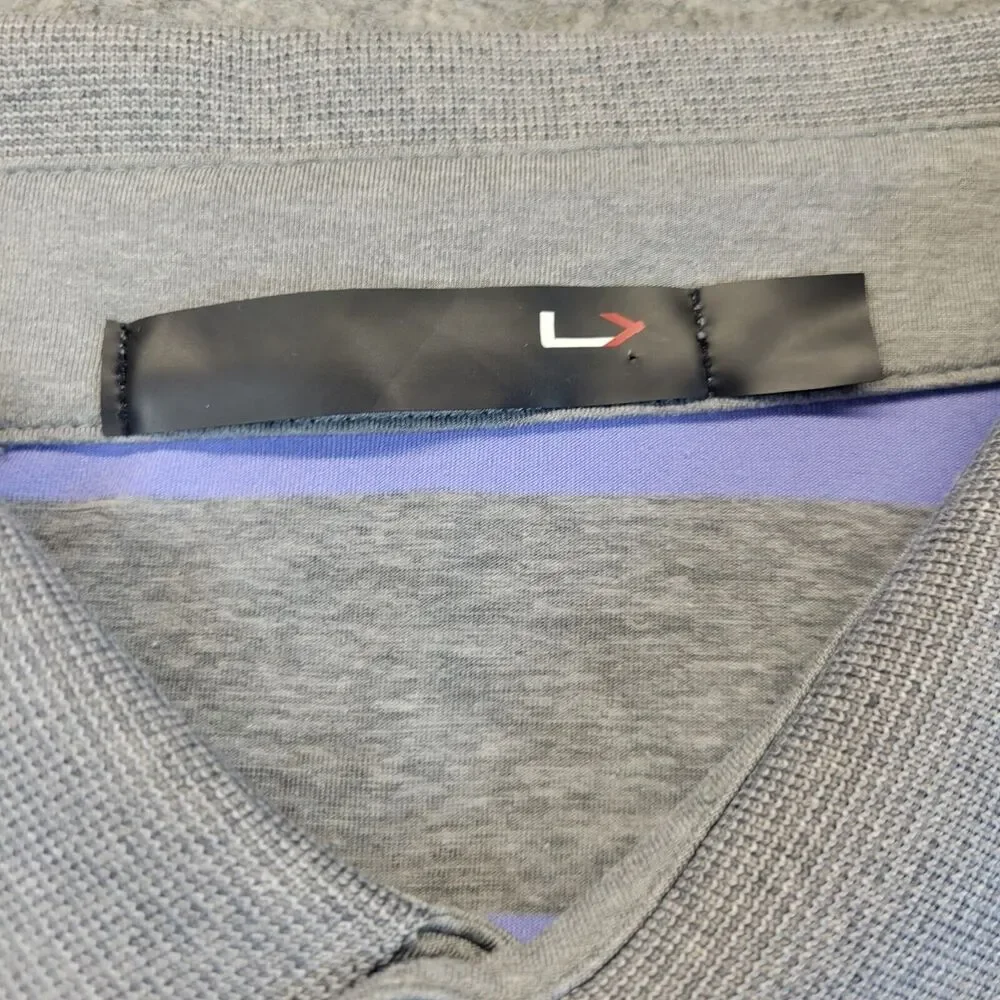 RLX Ralph Lauren Mens Polo XL Purple Gray Striped Golf Shirt‎ BROADMOOR Logo